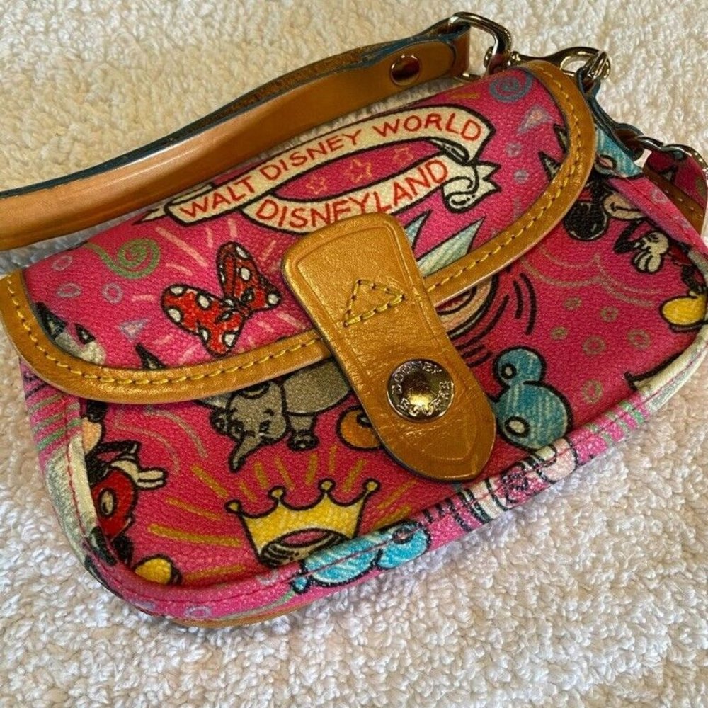 Dooney & Bourke Vintage Disney Wristlet Handbag Pink Colored